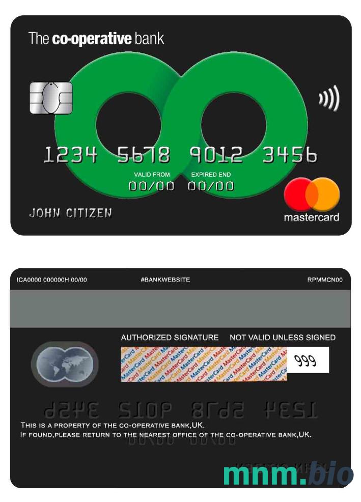 UK The co-operative bank przykład karty mastercard w formacie PSD